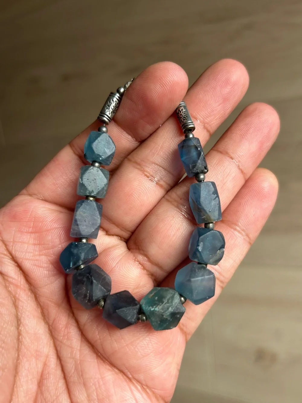 Faceted Blue Fluorite Beaded Bracelet